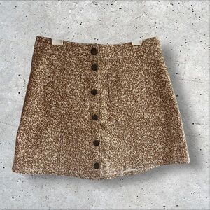 Kendall & Kylie Button Front Mini Skirt Brown Floral Size 26